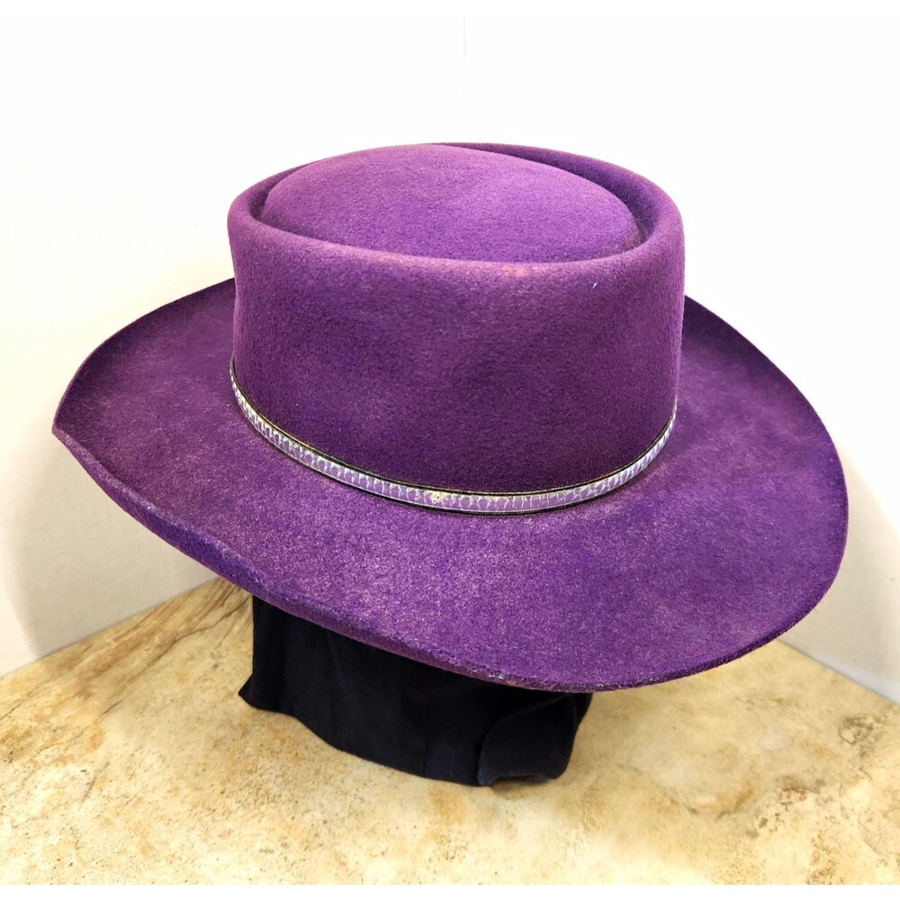 Vintage Eddy Bros Purple Wool Gambler Hat Medium Western Cowboy Boho Indie